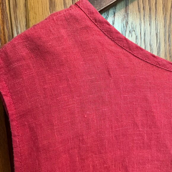 FLAX 100% Linen Watermelon Red Ladies Sleeveless Tank Top - Size L/Large - GUC - Picture 6 of 13